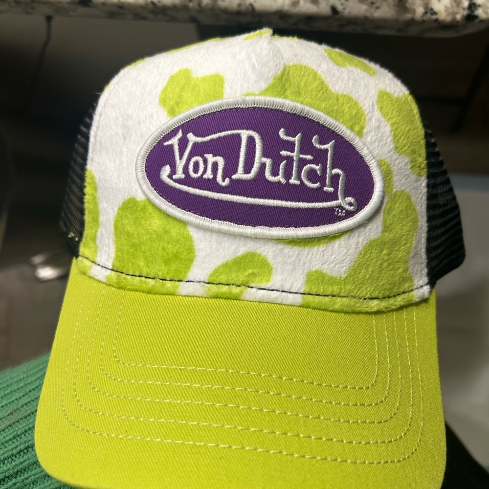 Von Dutch Lime Green and White Trucker Hat